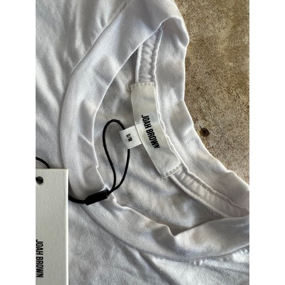 NWT Joah Brown Boyfriend Tee T-Shirt in White Size S/M - Picture 2 of 4